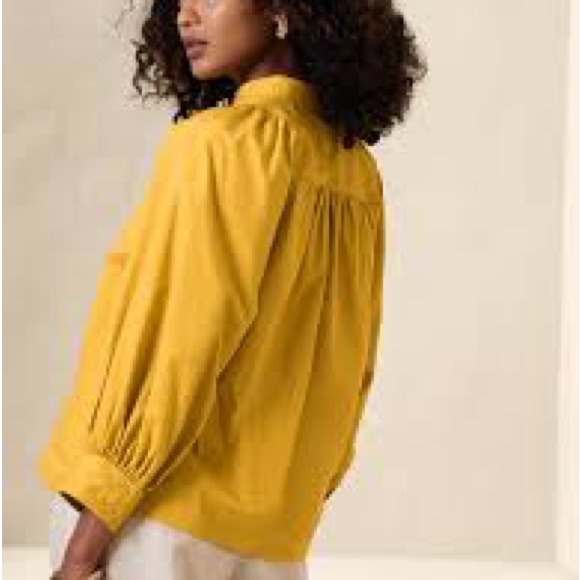NWT Banana Republic Yellow Poplin Blouse XXS - Picture 2 of 6